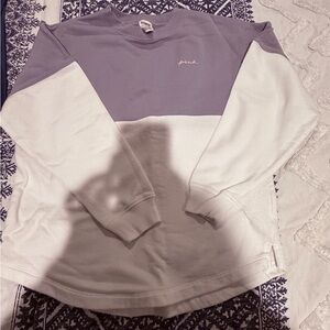 Victorias Secret PINK Gray and White Spirit Jersey Sweatshirt